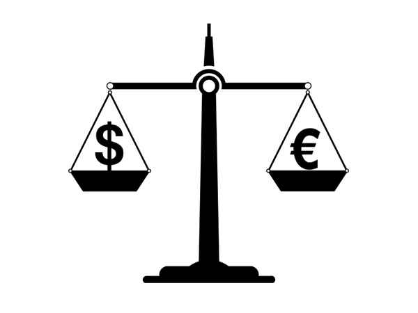 Waage-gleich-Euro-Dollar