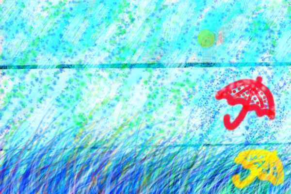 2 Regenschirme im Wintersturm