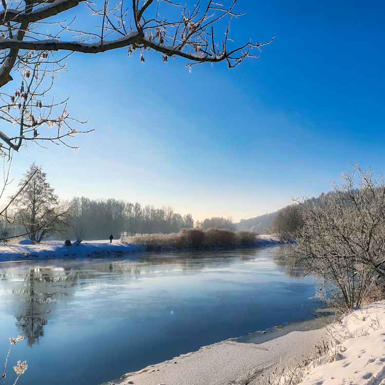 Winterlandschaft an der Mulde bei Rochlitz