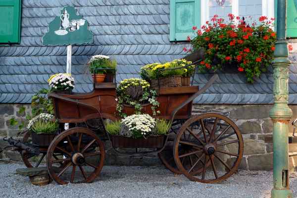 dekorative Kutsche im Vorgarten