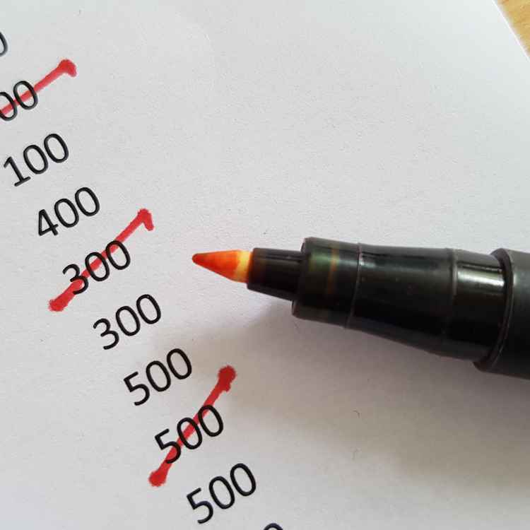 Streichliste mit Rotstift