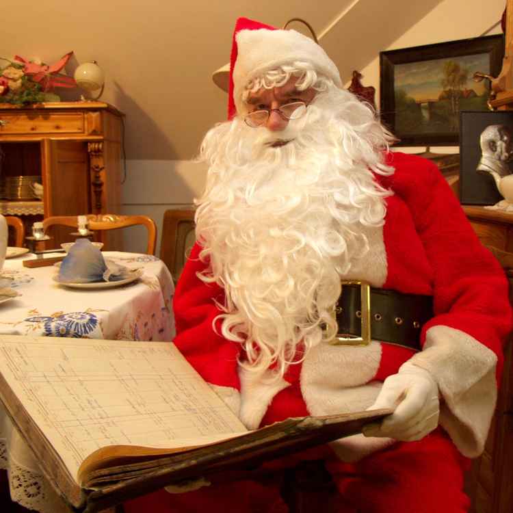 Weihnachtsmann mit Wunschzettelbuch
