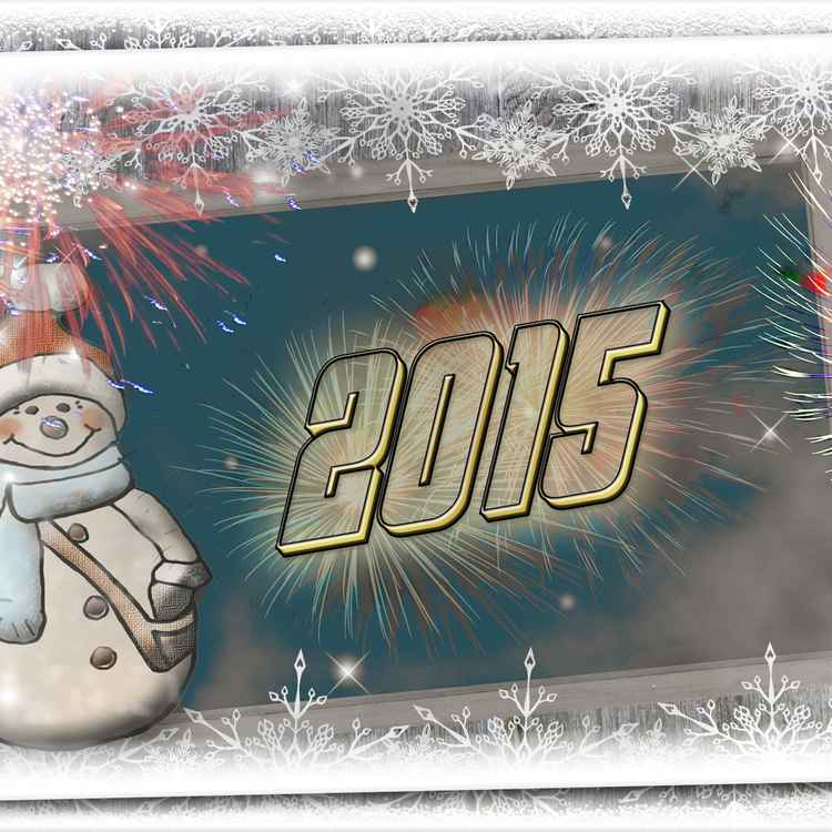 Neujahrsgruß mit Schneemann