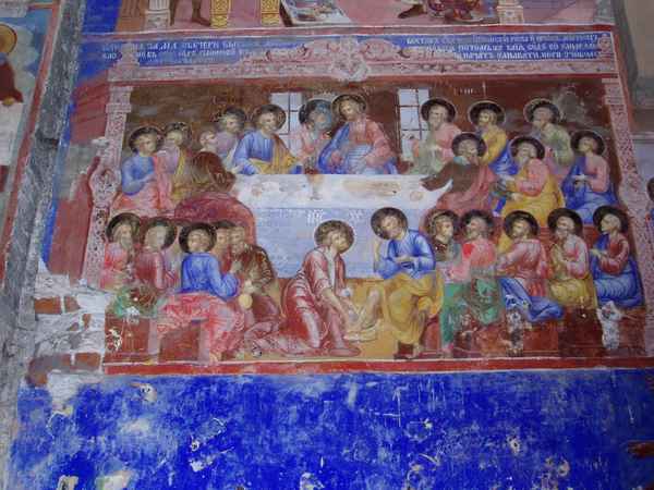 Abendmahl Wandbemalung Kirche im Männerkloster in Suzdal