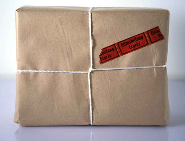 Paket mit Eilboten, frontal