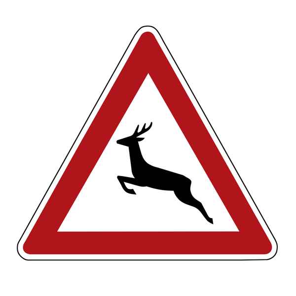 Ein Verkehrsschild, erstellt in Photoshop: Achtung: Wildwechsel!