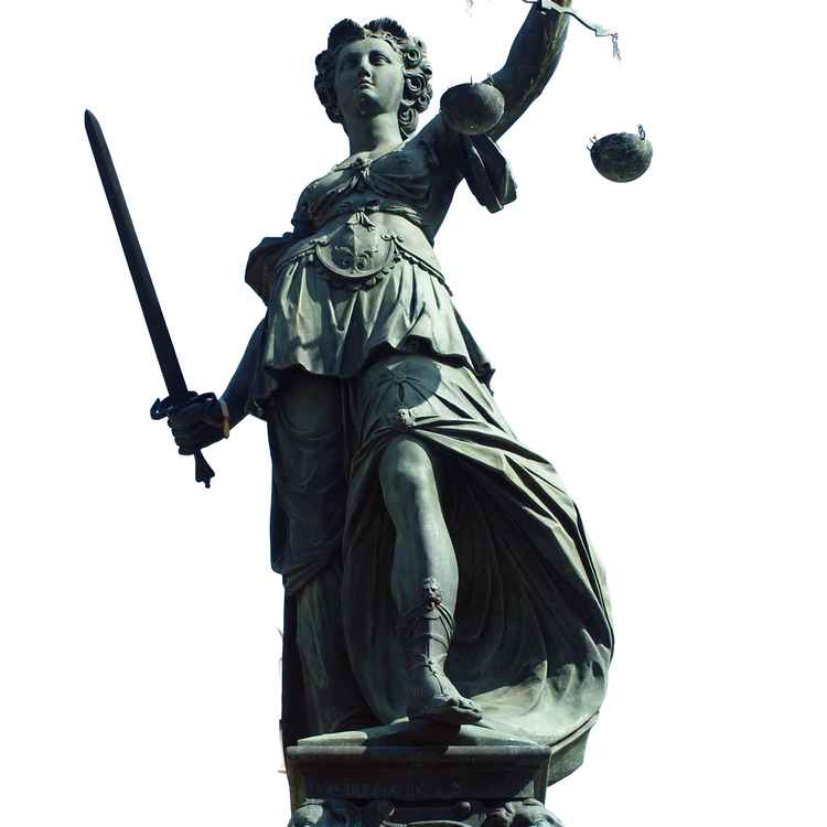 Gerechtigkeitsbrunnen Frankfurt-Römerberg - Justizia, Justitia freigestellt