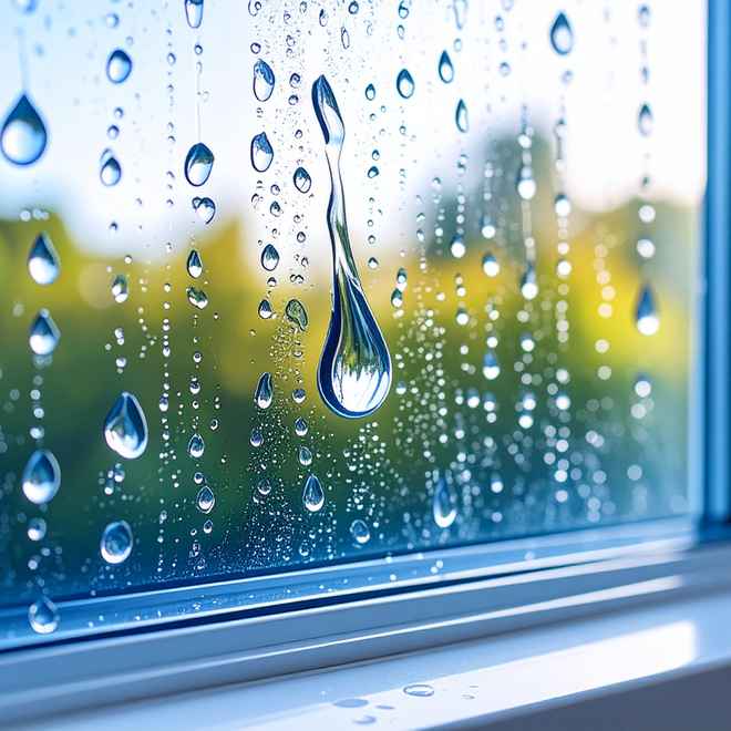 Regentropfen auf der Fensterscheibe