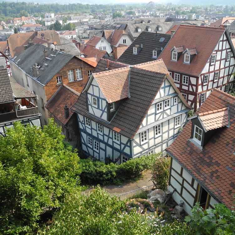 Blick auf Marburger Altstadthäuser
