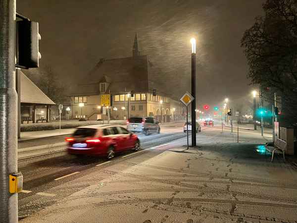 Wintersturm am Marktplatz Freudenstadt