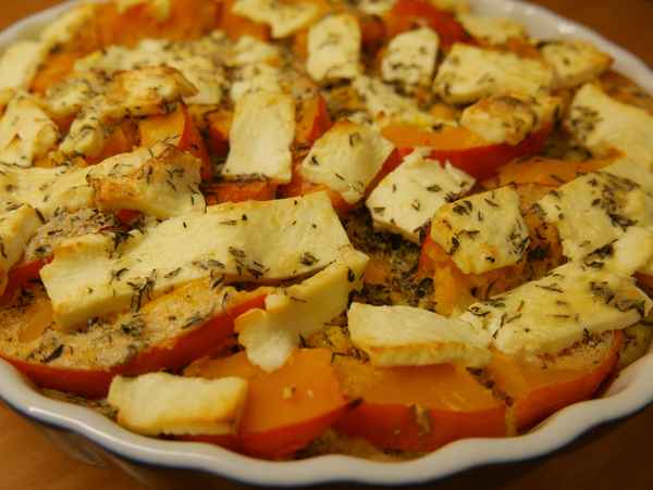Kürbis-Schafskäse-Gratin
