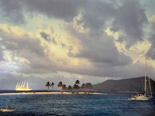 Karibik-Insel mit Segelschiffen