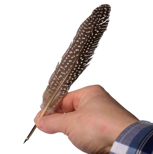 Schreibfeder in der Hand