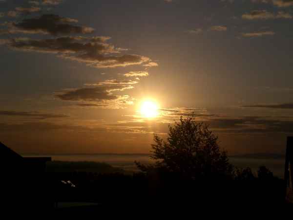 Sonnenaufgang mit Nebel am Boden