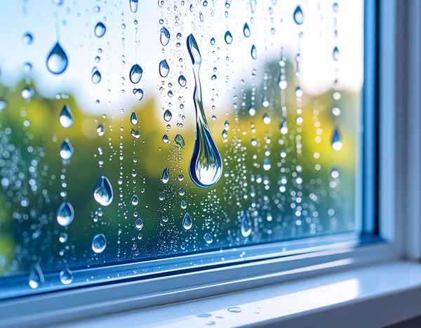 Regentropfen auf der Fensterscheibe