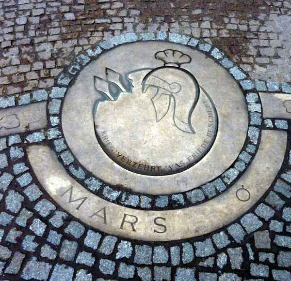 Mars;  Kupferstich auf der Elbterasse in Dresden