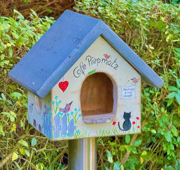Vogelhaus mit lustigem Spruch