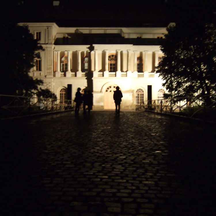 Dunkle Gestalten vor dem Schloss