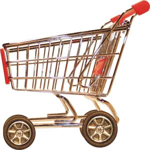 Einkaufswagen mit Räder weißer Hintergrund