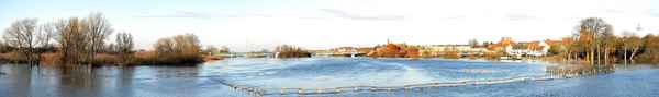 Hochwasser in Verden an der Aller - Panorama