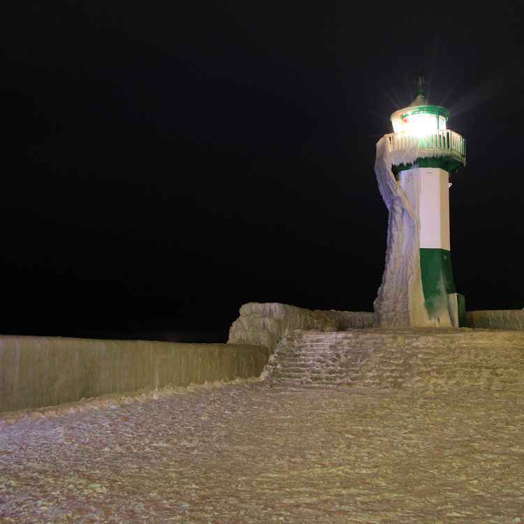 Leuchtfeuer der Sassnitzer Mole im Frost