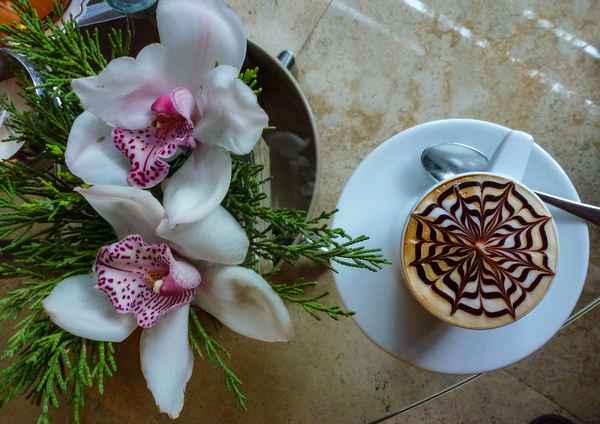 Blumige Einladung zum Cappuccino