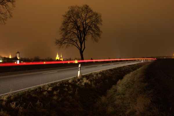Bautzener Landstraße bei Nacht
