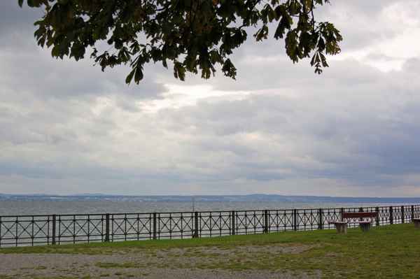 Blick auf den verregneten Bodensee