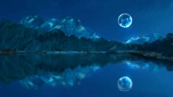 Künstliche Landschaft im Mondschein