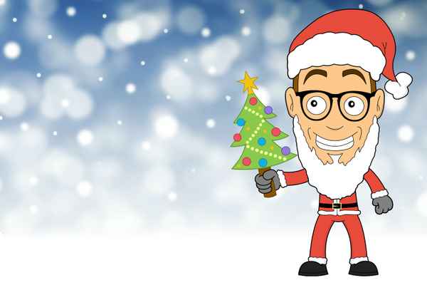Weihnachtskarte mit Santa als Nerd