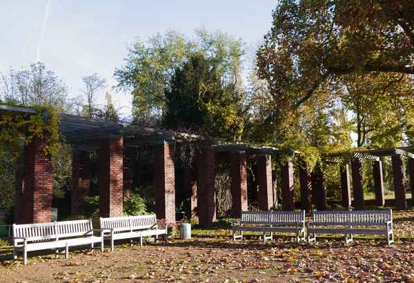 Bänke im Herbstpark