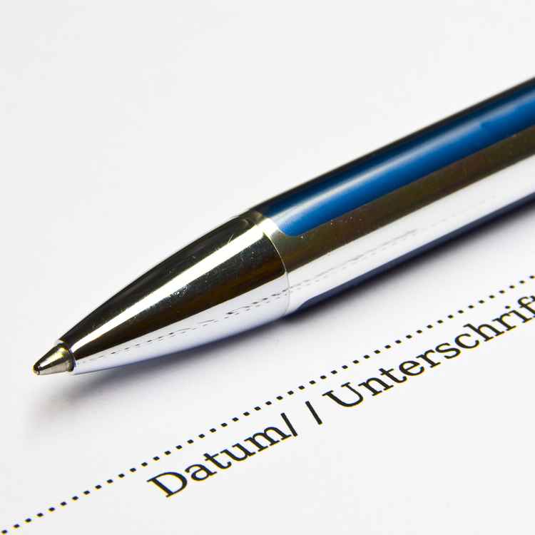 Vertrag zur Unterschrift