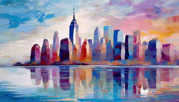 Abstrakte skyline of New York als Ölgemälde