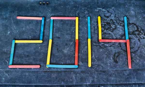 Das Jahr 2014 Stäbchen-Schrift HDR