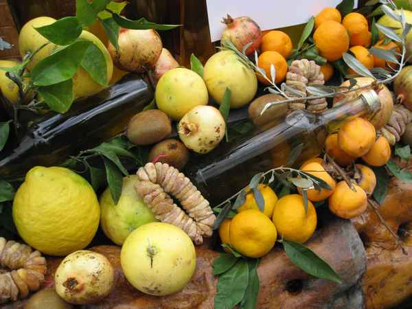 Obst- und Olivenölstand