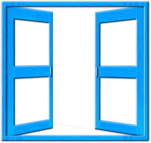Offener Fensterrahmen