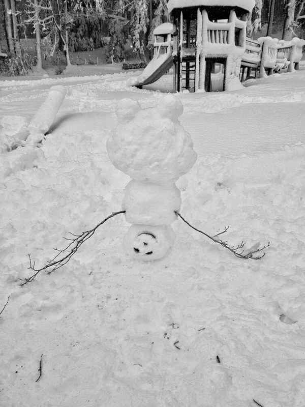 Schneemann steht Kopf