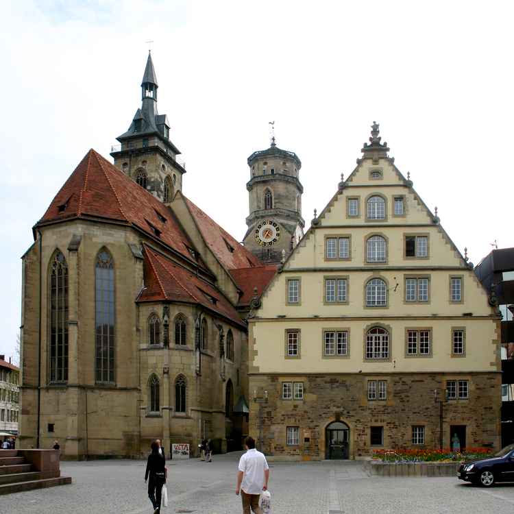Stuttgart Schillerplatz mit Stiftskirche