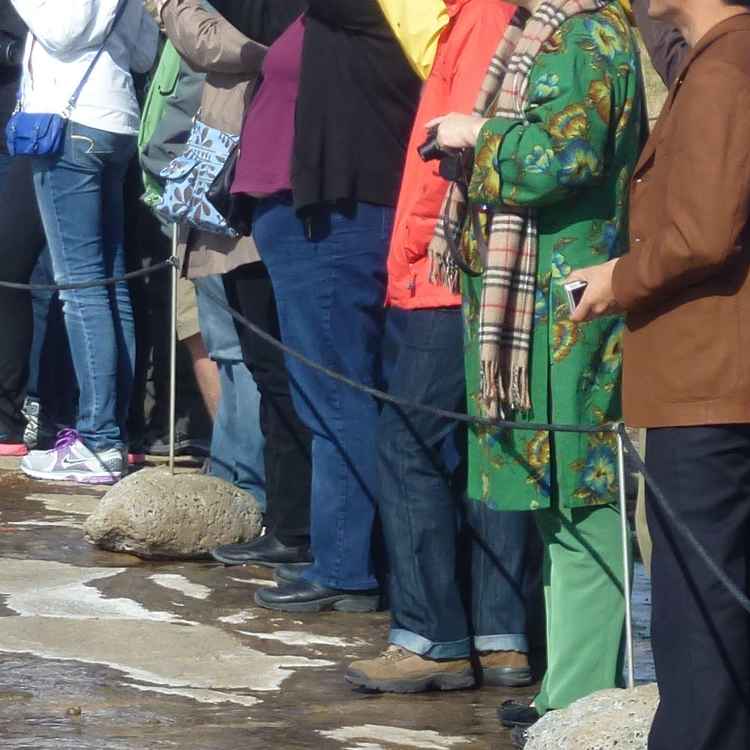 Menschenmassen bei einem Geyser in Island