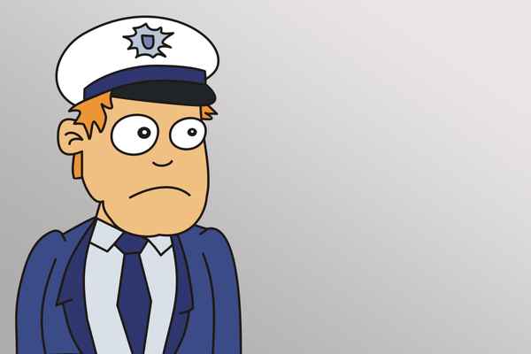 Polizist - traurig - blaue Uniform