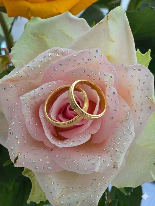 Rose mit Trauringen