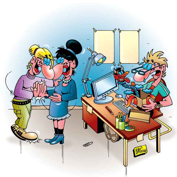 Immer froh im Büro: die Kollegen