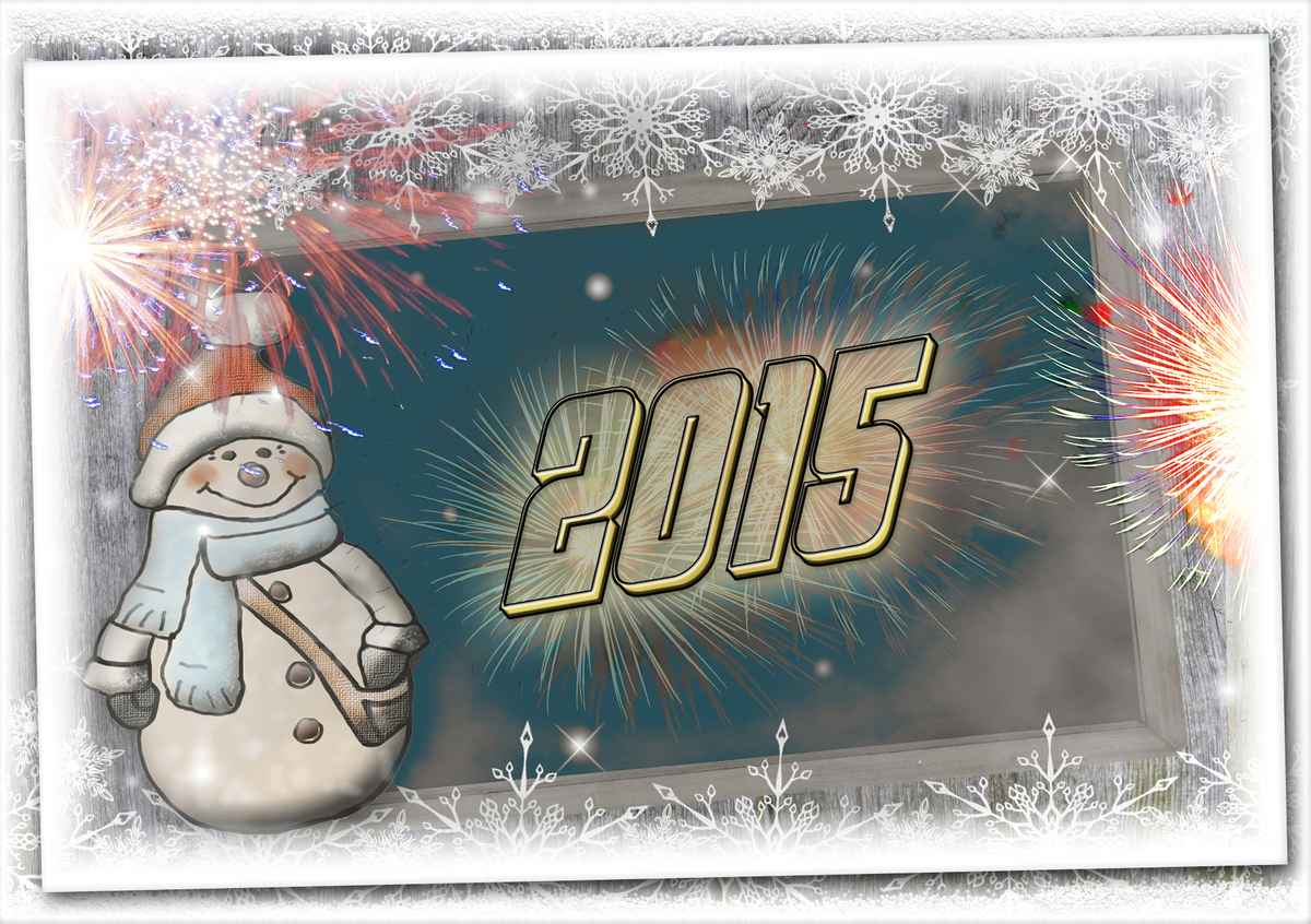Neujahrsgruß mit Schneemann