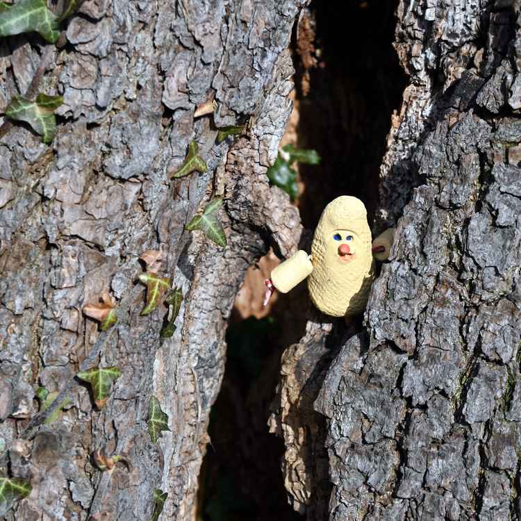 Schlossgespenst versteckt in der Baumh&ouml;hle