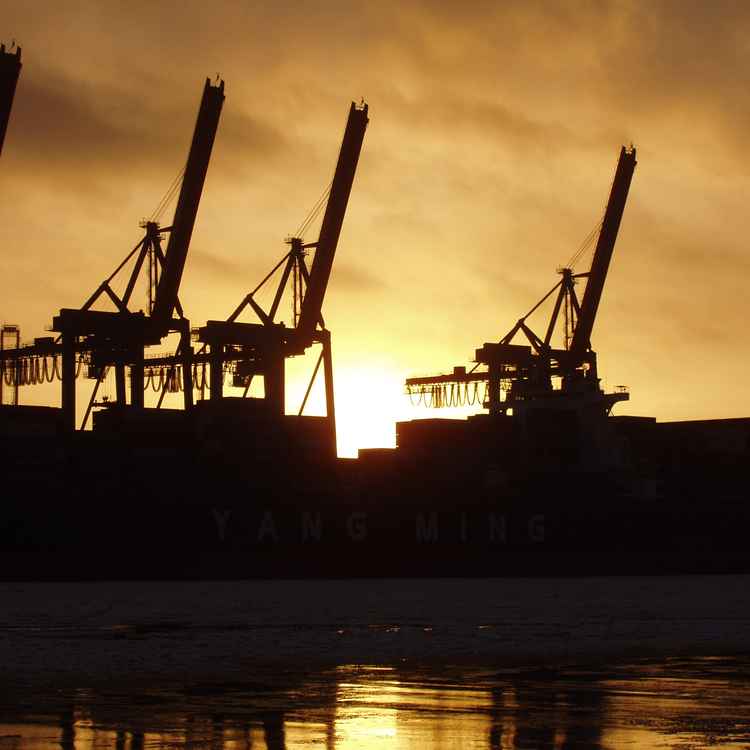 Hamburg harbour on the rocks