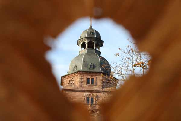 Schloss Aschaffenburg durch Laub